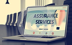 Landing Page of Laptop with Assurance Services Concept. 3D.