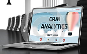 Landing Page of Laptop with Crm Analytics Concept. 3D.