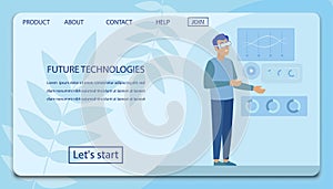 Landing Page with Man Presenting Future Technology