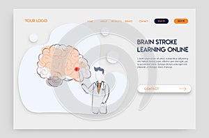 Landing page Online doctor concept. Experts advise brain stroke.