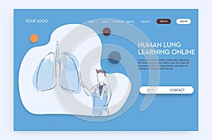 Landing page Online doctor concept. Experts advise Human lung system.