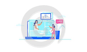 Landing page of Online education modern. Learning and people concept illustration