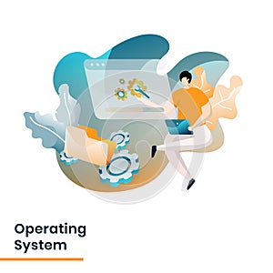 Landing Page Operating System vector illustration modern concept, can use for Headers of web pages, templates, UI, web, mobile app