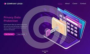 Landing page of privacy data protection, GDPR