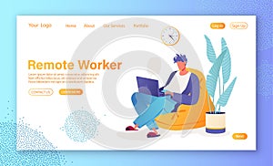 Remote work concept, making money successfully without leaving home, freelancer photo