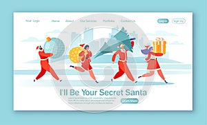 Secret Santa theme for website or landing page tamplate. photo