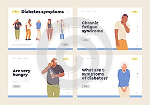 Landing page set with diabetes symptom, chronic fatigue syndrome and eating disorder risks