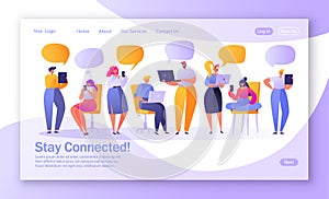 Concept of landing page on social media theme.