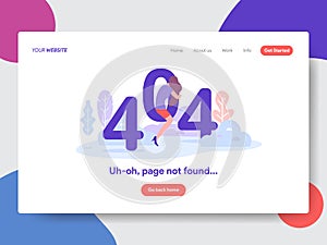 Landing page template of 404 Error. Modern flat design concept of web page design for website and mobile website.Vector