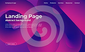 Landing page template. Abstract background with fluid shapes, liquid abstract backdrop. Colorful background for website