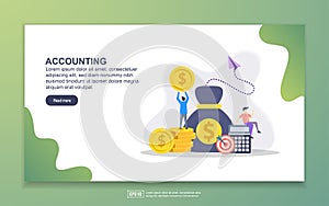 Landing page template of Accounting. financial freedom, saving money, investment. Modern flat design concept of web page design