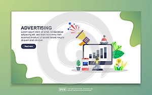 Landing page template of advertising. digital marketing, online advertising. Modern flat design concept of web page design for