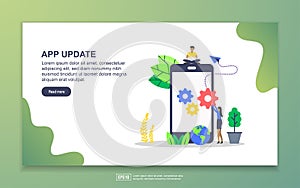 Landing page template of App update. Modern flat design concept of web page design for website and mobile website. Easy to edit