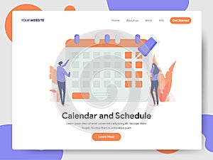 Landing page template of Calendar and Schedule Illustration Concept. Modern design concept of web page design for website and