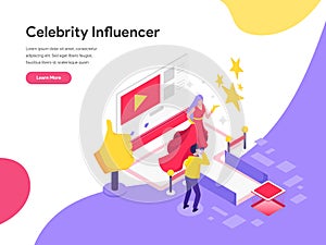 Landing page template of Celebrity Influencer Illustration Concept. Isometric flat design concept of web page design for website