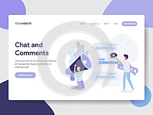 Landing page template of Chat and Comment Concept. Modern flat design concept of web page design for website and mobile website.