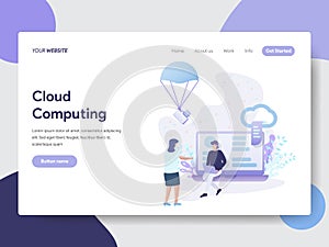 Landing page template of Cloud Computing Illustration Concept. Modern flat design concept of web page design for website and