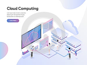 Landing page template of Cloud Computing Isometric Illustration Concept. Modern Flat design concept of web page design for website