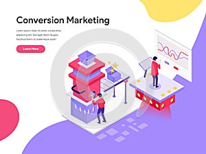 Landing page template of Conversion Marketing Illustration Concept. Isometric flat design concept of web page design for website