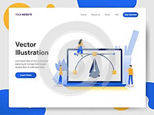 Landing page template of Create Vector Illustration on Laptop Concept. Modern design concept of web page design for website and