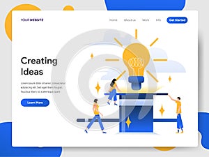 Landing page template of Creating Ideas Illustration Concept. Modern design concept of web page design for website and mobile