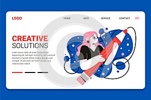 Landing page template of Creative Process Concept. Modern flat design concept of web page design for website and mobile website.