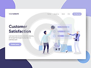Landing page template of Customer Satisfaction Concept. Modern flat design concept of web page design for website and mobile