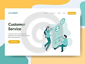 Landing page template of Customer Service Illustration Concept. Modern Flat design concept of web page design for website and