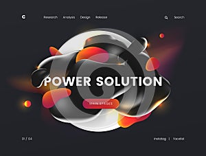 Landing page template with a dark background color, can be used for energy, technology, electrical, and innovative web