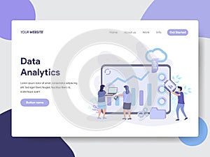 Landing page template of Data Analytics Illustration Concept. Modern flat design concept of web page design for website and mobile