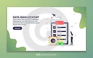 Landing page template of data management. Modern flat design concept of web page design for website and mobile website. Easy to