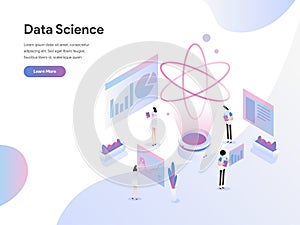 Landing page template of Data Science Isometric Illustration Concept. Flat design concept of web page design for website and