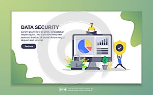 Landing page template of data security. Modern flat design concept of web page design for website and mobile website. Easy to edit