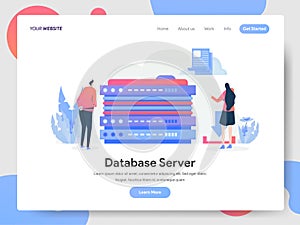 Landing page template of Database Server Illustration Concept. Modern design concept of web page design for website and mobile
