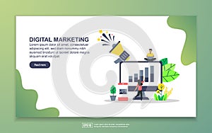 Landing page template of Digital marketing. Modern flat design concept of web page design for website and mobile website. Easy to
