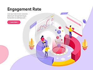 Landing page template of Engagement Rate Isometric Illustration Concept. Isometric flat design concept of web page design for