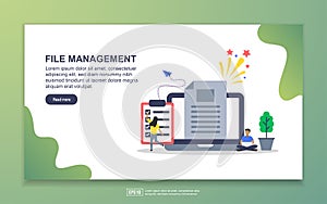 Landing page template of file management. Modern flat design concept of web page design for website and mobile website. Easy to