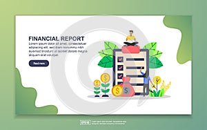 Landing page template of financial report. Modern flat design concept of web page design for website and mobile website. Easy to