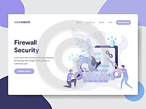 Landing page template of Firewall Security Illustration Concept. Modern flat design concept of web page design for website and