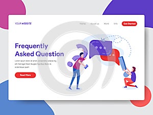 Landing page template of Frequently Asked Question Concept. Modern flat design concept of web page design for website and mobile