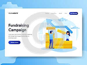 Landing page template of Fundraising Campaign Concept. Modern flat design concept of web page design for website and mobile