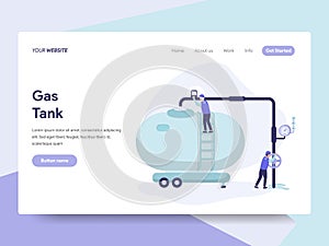 Landing page template of Gas Tank Illustration Concept. Isometric flat design concept of web page design for website and mobile