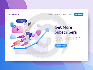 Landing page template of Get more Subscriber Concept. Modern flat design concept of web page design for website and mobile website