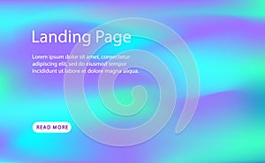 Landing page template. Holographic retro 80s, 90s abstract background texture