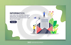 Landing page template of information. Modern flat design concept of web page design for website and mobile website. Easy to edit