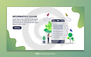 Landing page template of information share. Modern flat design concept of web page design for website and mobile website. Easy to