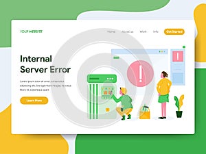 Landing page template of Internal Server Error Illustration Concept. Modern Flat design concept of web page design for website and