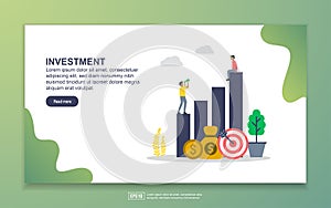 Landing page template of investment. Modern flat design concept of web page design for website and mobile website. Easy to edit