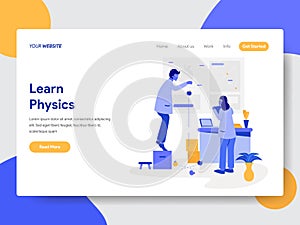 Landing page template of Learn Physics Illustration Concept. Modern flat design concept of web page design for website and mobile