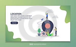 Landing page template of location. Modern flat design concept of web page design for website and mobile website. Easy to edit and